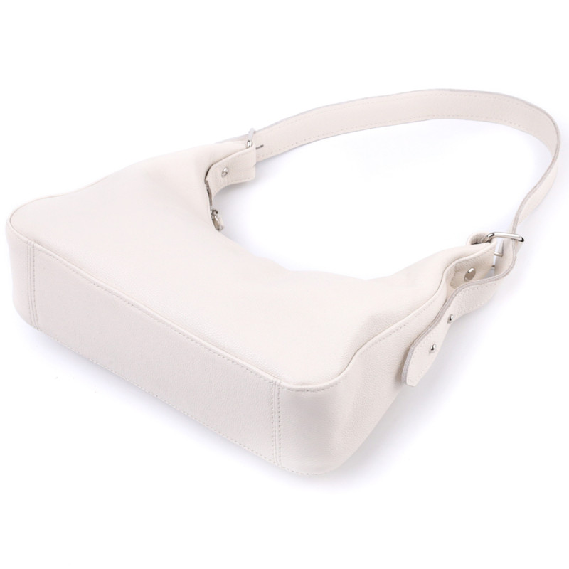 Сумка багет с регулируемым ремнем из натуральной кожи Shvigel Бежевая