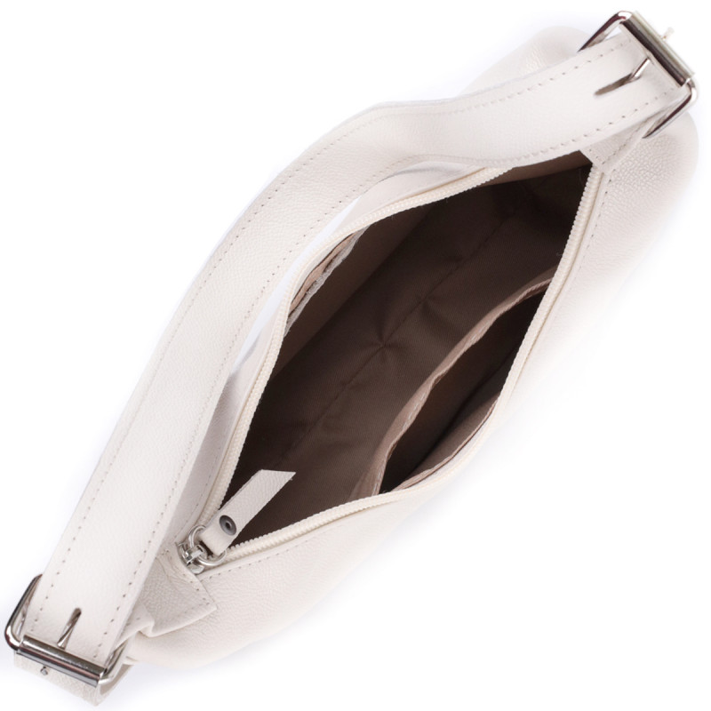 Сумка багет с регулируемым ремнем из натуральной кожи Shvigel Бежевая