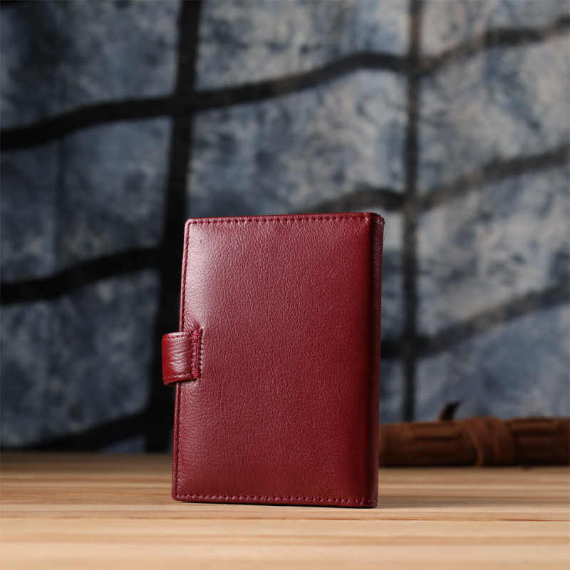 Стильная обложка на документы для женщин из натуральной кожи ST Leather Бордовый