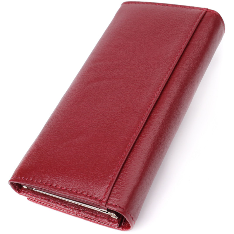 Элегантный кошелек у два сложения из натуральной кожи ST Leather Бордовый
