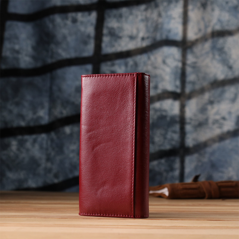 Элегантный кошелек у два сложения из натуральной кожи ST Leather Бордовый