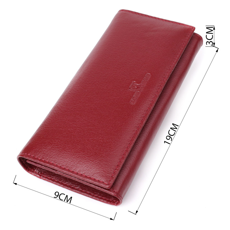 Элегантный кошелек у два сложения из натуральной кожи ST Leather Бордовый