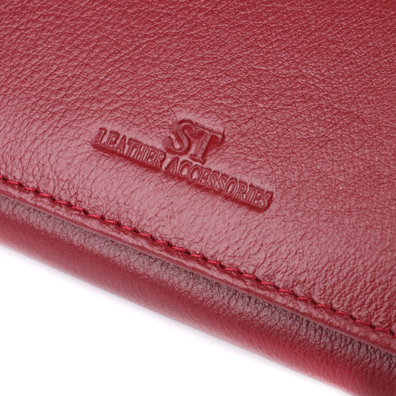 Элегантный кошелек у два сложения из натуральной кожи ST Leather Бордовый