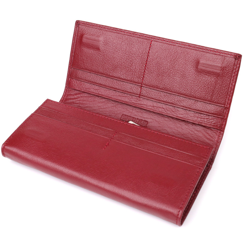Элегантный кошелек у два сложения из натуральной кожи ST Leather Бордовый