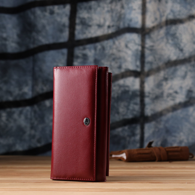 Женский кошелек с карманом для телефона из натуральной кожи ST Leather Бордовый