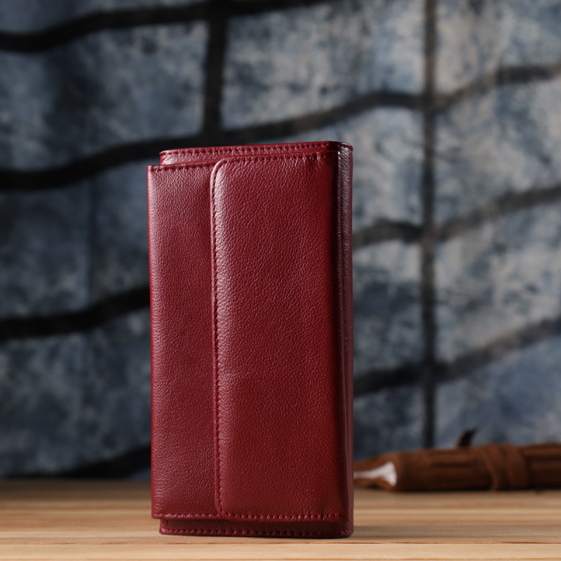 Женский кошелек с карманом для телефона из натуральной кожи ST Leather Бордовый