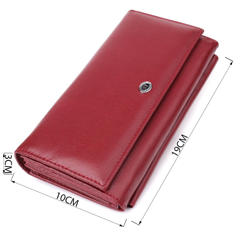 Женский кошелек с карманом для телефона из натуральной кожи ST Leather Бордовый