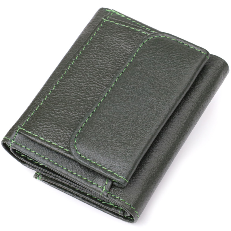 Женский миниатюрный кошелек из натуральной кожи ST Leather Зеленый