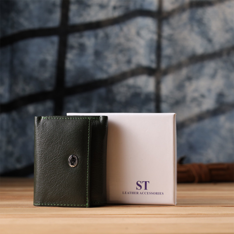 Женский миниатюрный кошелек из натуральной кожи ST Leather Зеленый