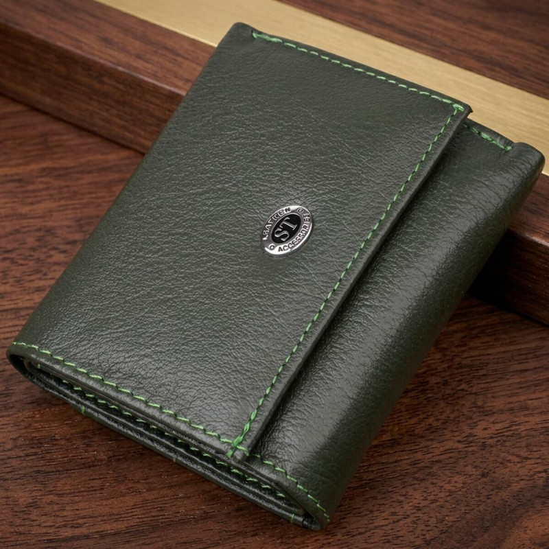 Женский миниатюрный кошелек из натуральной кожи ST Leather Зеленый