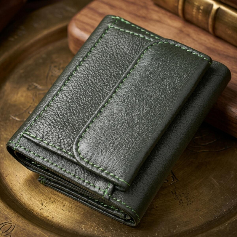 Женский миниатюрный кошелек из натуральной кожи ST Leather Зеленый