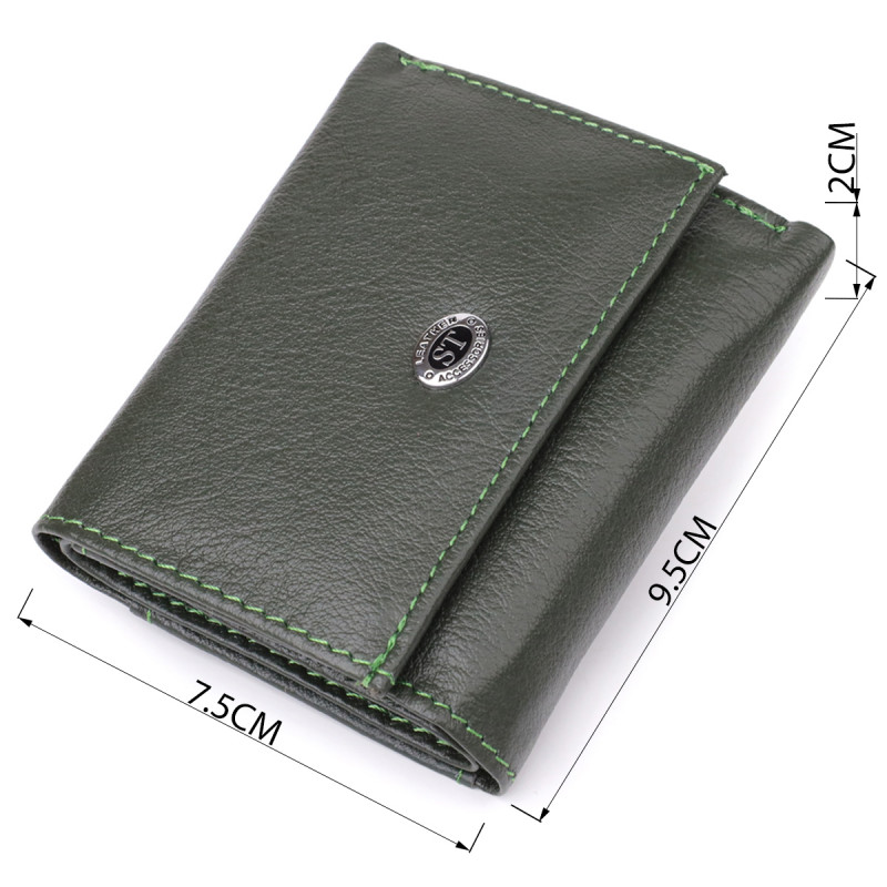 Женский миниатюрный кошелек из натуральной кожи ST Leather Зеленый