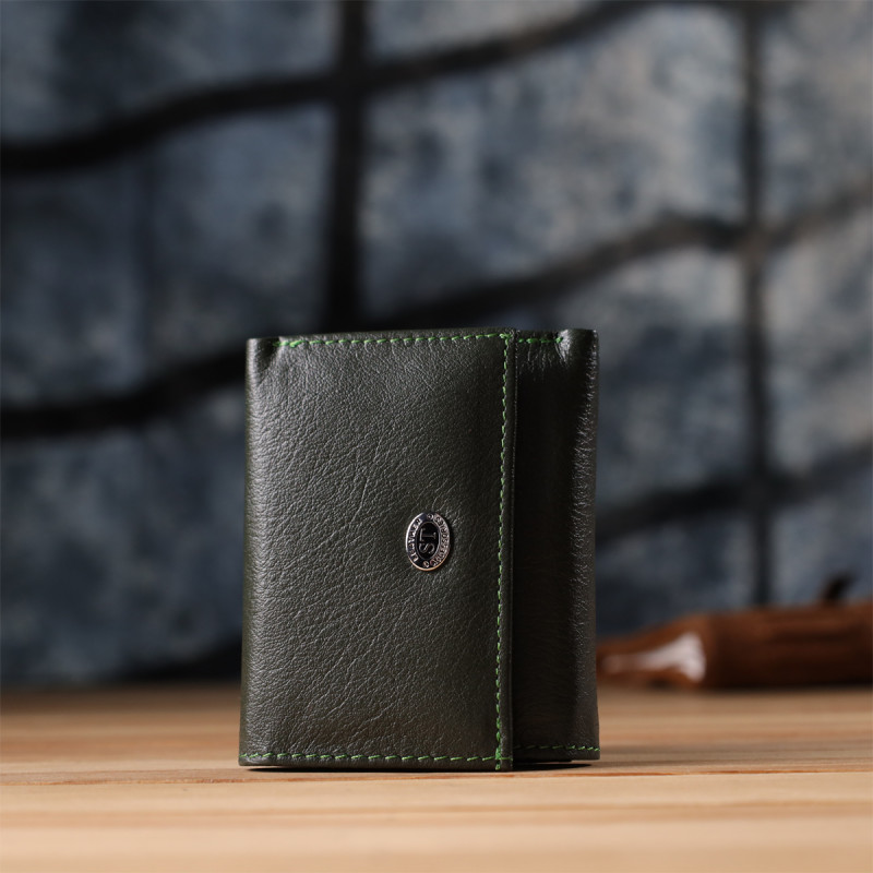 Женский миниатюрный кошелек из натуральной кожи ST Leather Зеленый