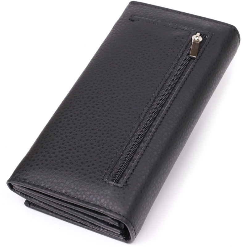 Женский вертикальный кошелек из натуральной кожи ST Leather Черный