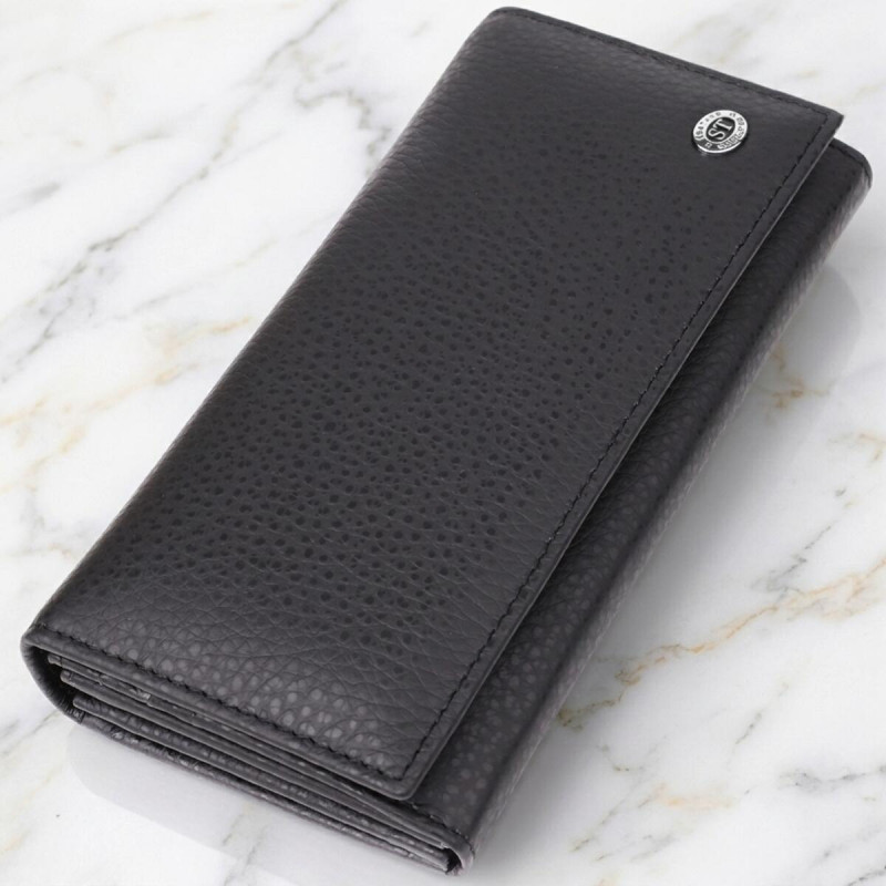 Жіночий вертикальний гаманець із натуральної шкіри ST Leather Чорний
