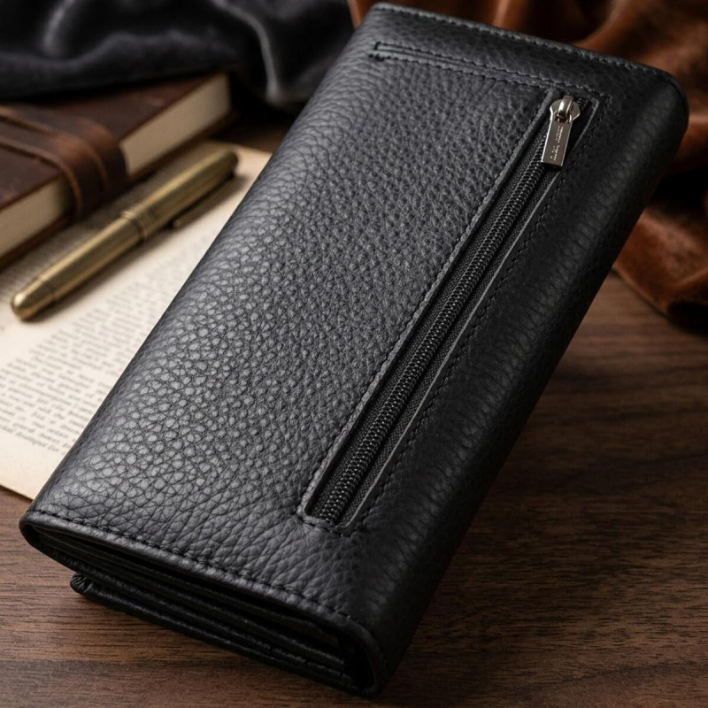 Жіночий вертикальний гаманець із натуральної шкіри ST Leather Чорний