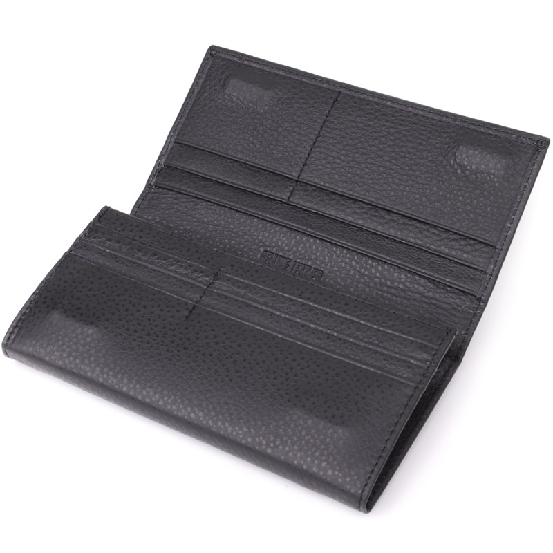 Женский вертикальный кошелек из натуральной кожи ST Leather Черный