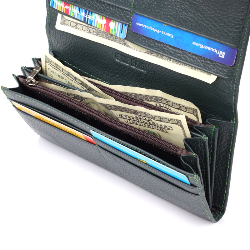 Модный кошелек для женщин из натуральной кожи ST Leather Зеленый