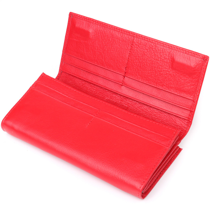 Яркий женский кошелек на магнитах из натуральной кожи ST Leather Красный