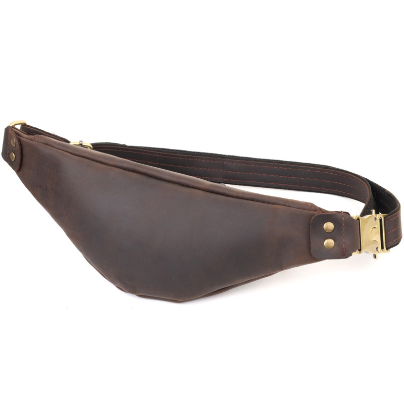 Мужская стильная бананка из натуральной винтажной кожи Shvigel Коричневый