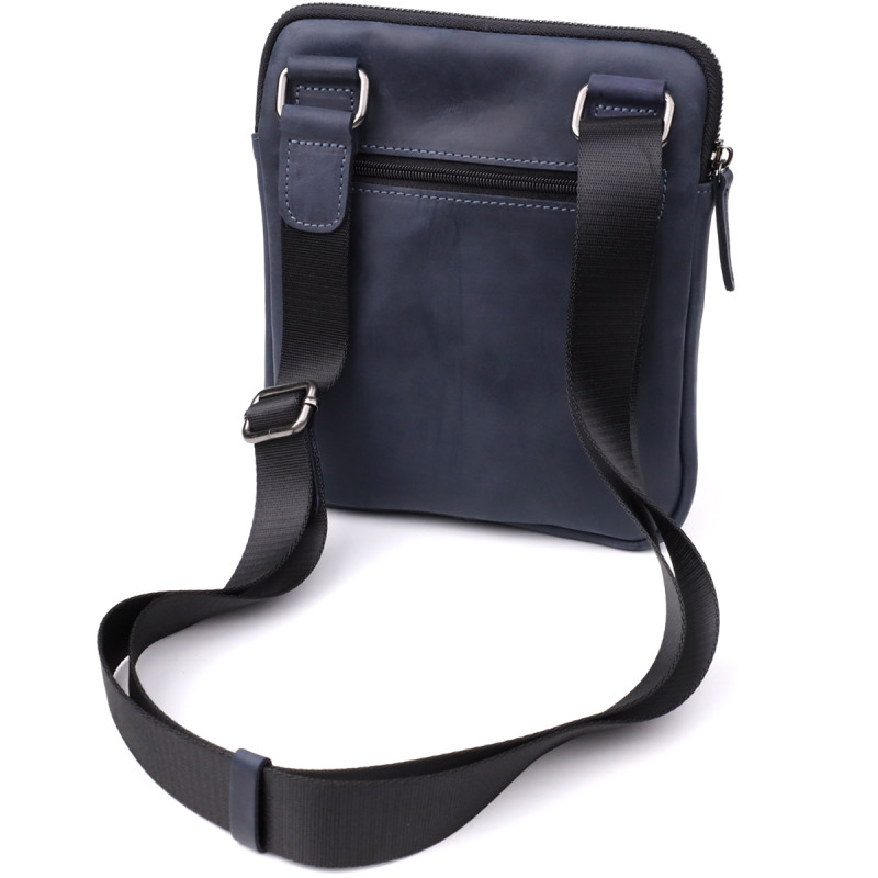 Сумка небольшого размера для мужчин на плечо из натуральной винтажной кожи Shvigel Синий