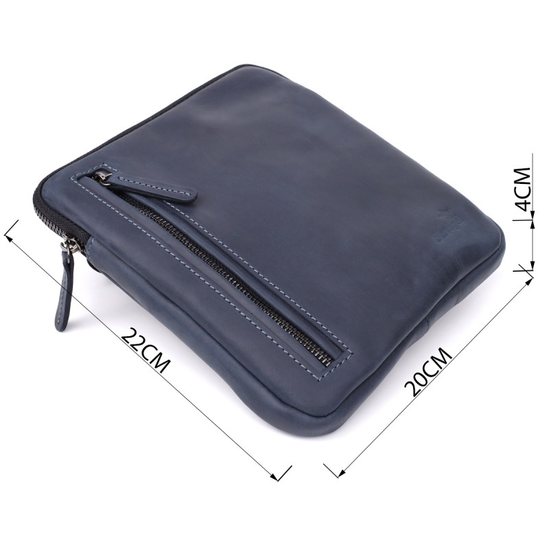 Сумка небольшого размера для мужчин на плечо из натуральной винтажной кожи Shvigel Синий