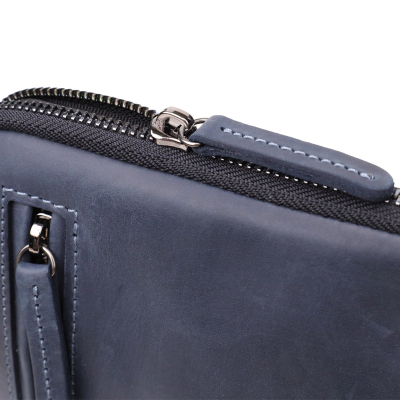 Сумка небольшого размера для мужчин на плечо из натуральной винтажной кожи Shvigel Синий