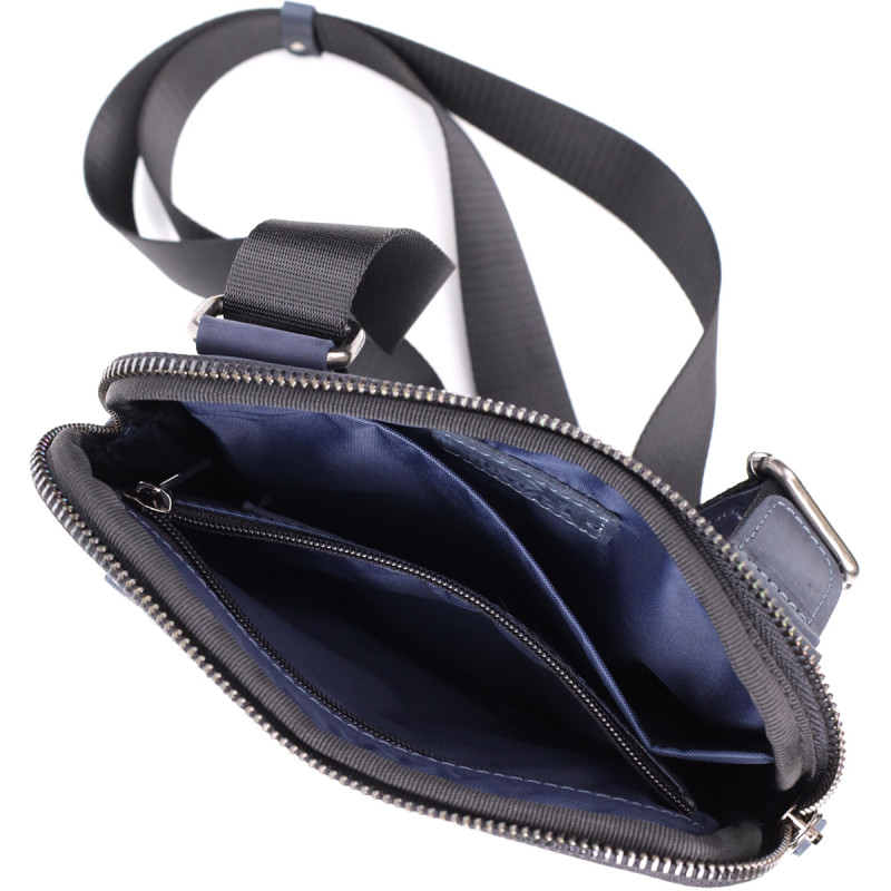 Сумка небольшого размера для мужчин на плечо из натуральной винтажной кожи Shvigel Синий