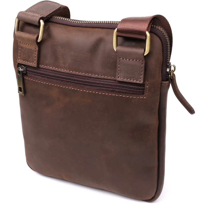 Практична сумка для чоловіків на плече з натуральної вінтажної шкіри Shvigel Коричневий