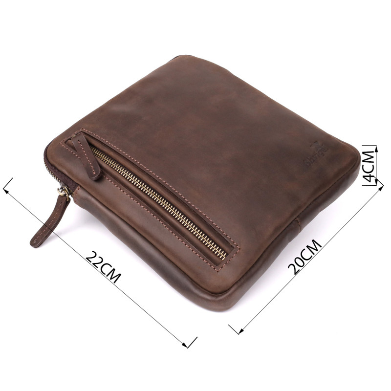 Практична сумка для чоловіків на плече з натуральної вінтажної шкіри Shvigel Коричневий