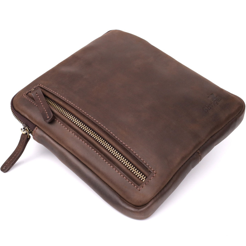 Практична сумка для чоловіків на плече з натуральної вінтажної шкіри Shvigel Коричневий