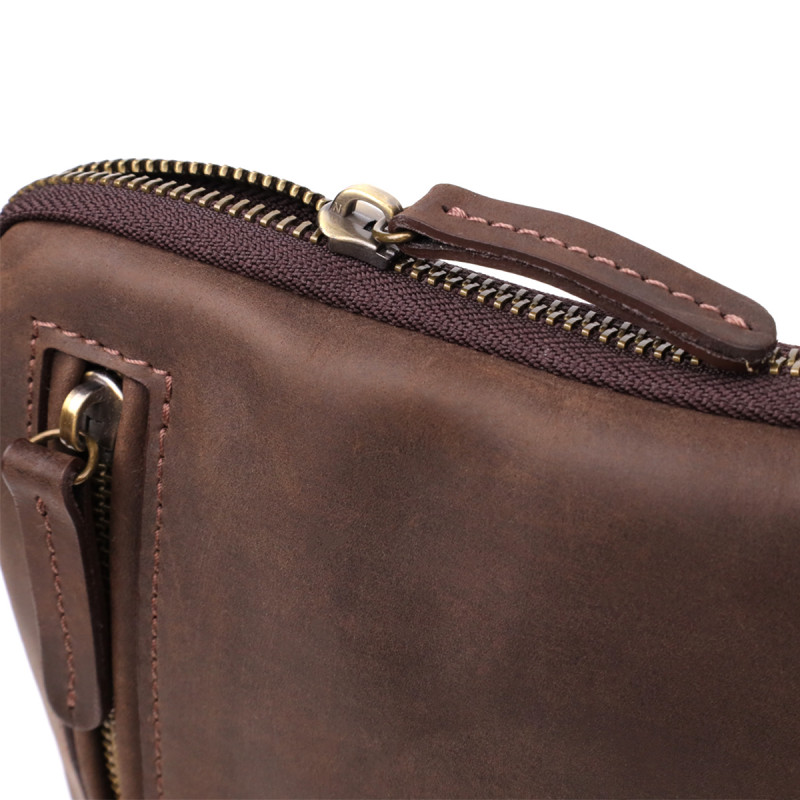 Практична сумка для чоловіків на плече з натуральної вінтажної шкіри Shvigel Коричневий