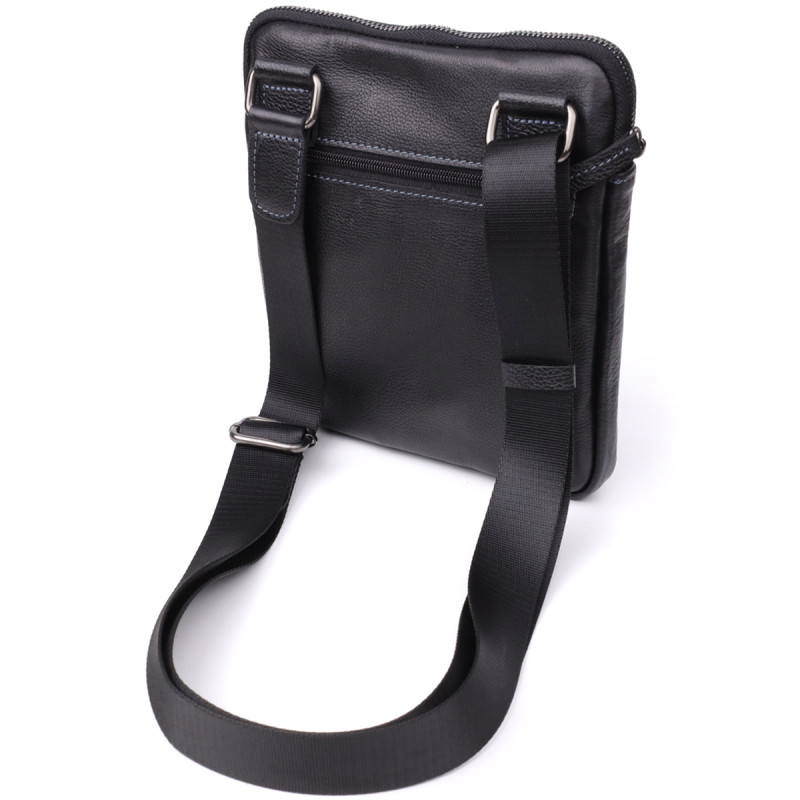 Сумка на плечо для мужчин из прочной зернистой кожи Shvigel Черный