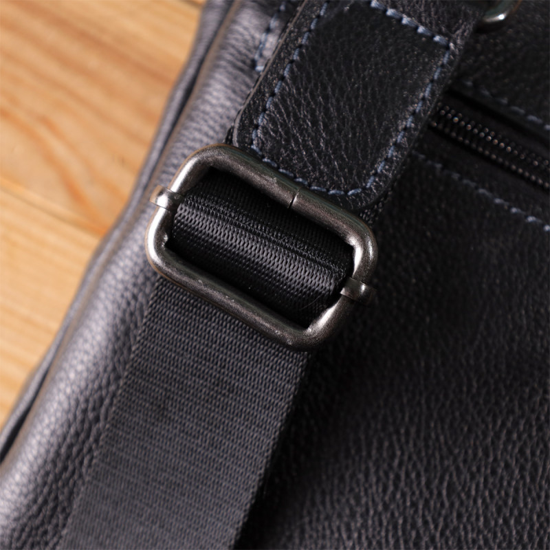 Сумка на плечо для мужчин из прочной зернистой кожи Shvigel Черный