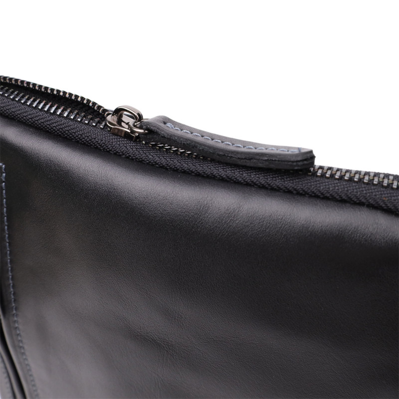 Стильна та практична чоловіча сумка на плече з натуральної гладкої шкіри Shvigel Чорний