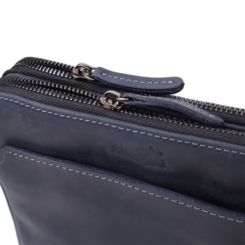 Практична чоловіча сумка через плече із вінтажної натуральної шкіри Shvigel _ Синій