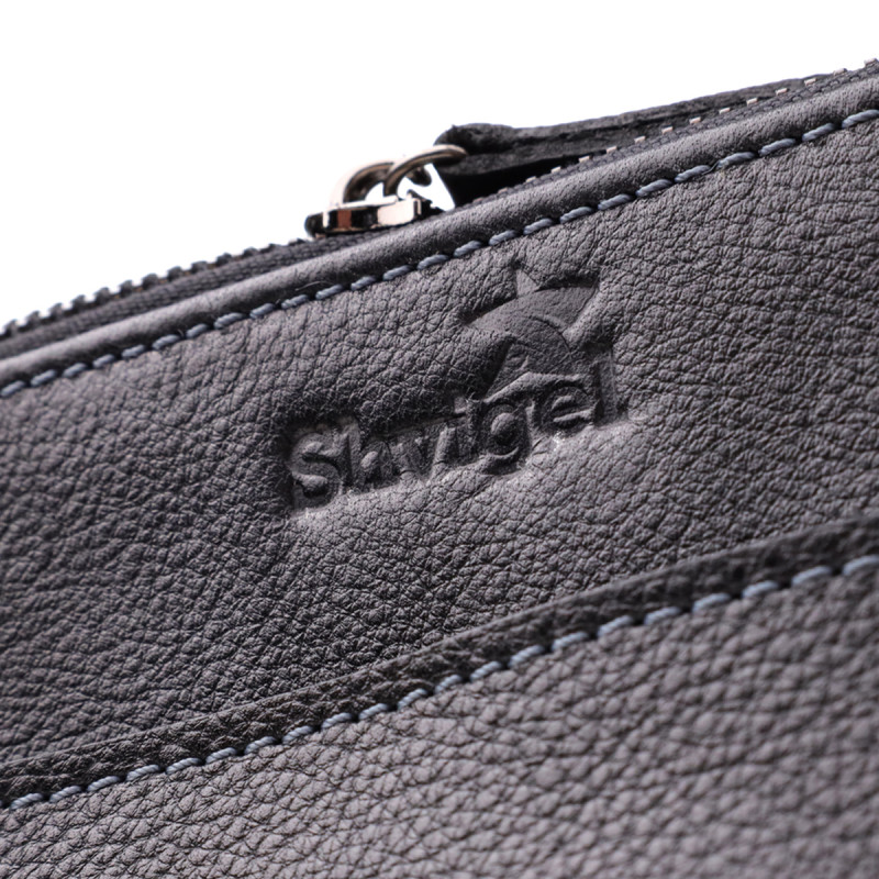 Стильна чоловіча сумка через плече з дрібнозернистої шкіри Shvigel _ Чорний