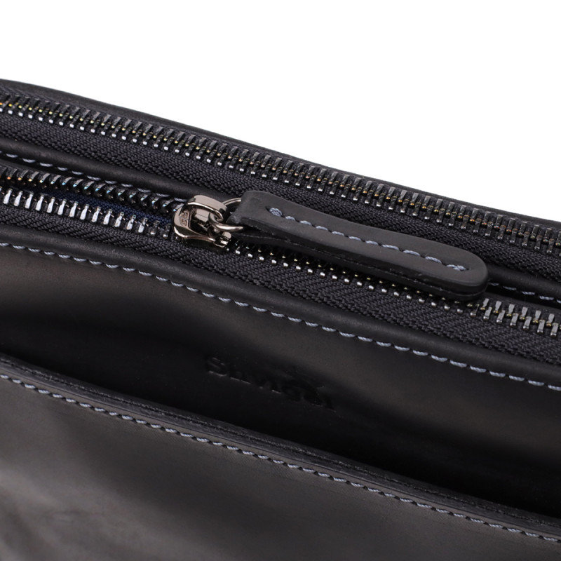 Практичная мужская сумка через плечо из винтажной натуральной кожи Shvigel _ Черный