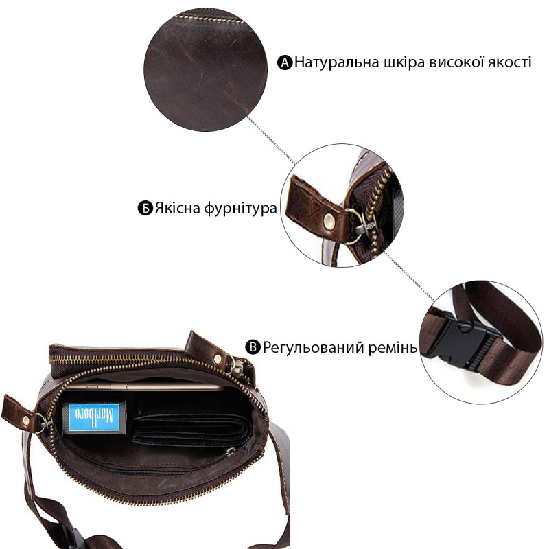 Поясна сумка гладка Vintage Коричнева