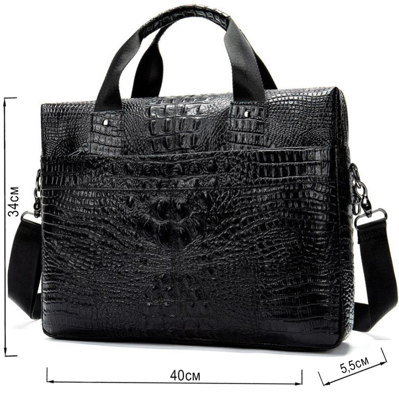Сумка для ноутбука з тисненням під рептилію Vintage Чорна