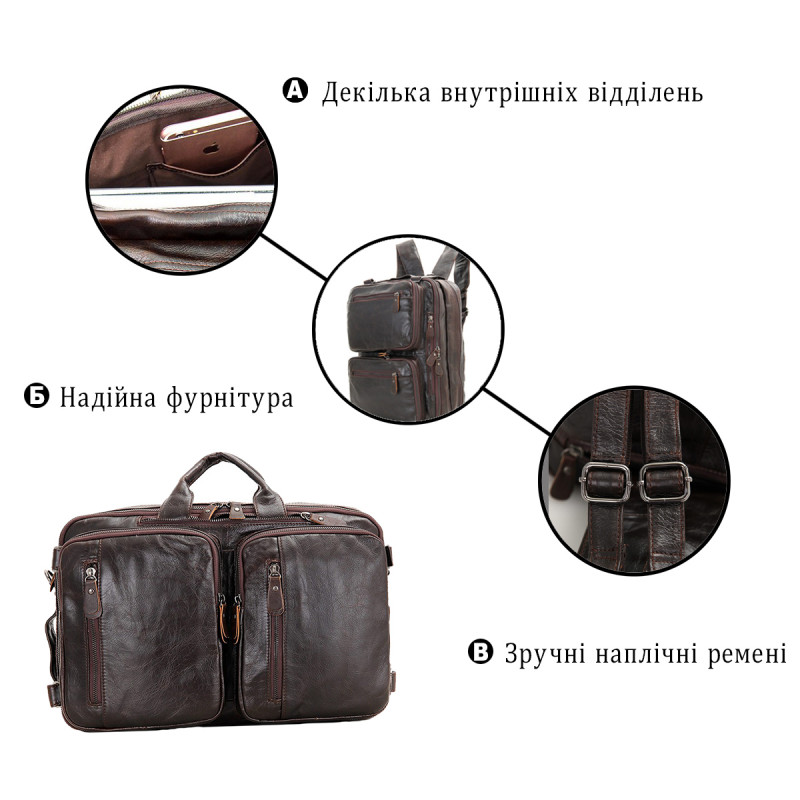 Сумка чоловіча Vintage трансформер Коричнева