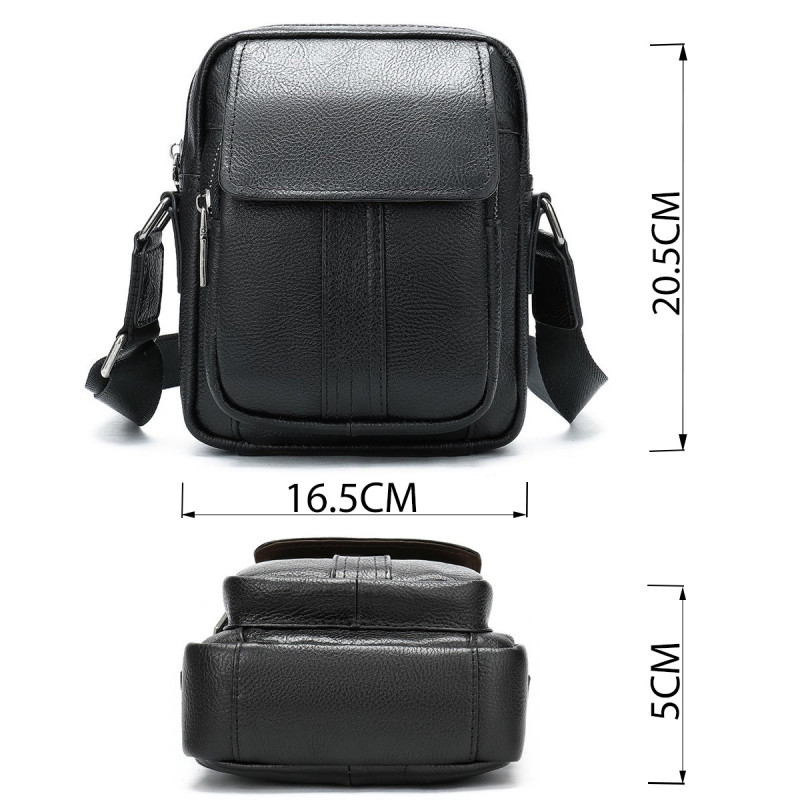 Сумка чоловіча шкіряна флотар Vintage Чорна