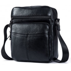 Сумка мужская компактная кожаная Vintage Черная