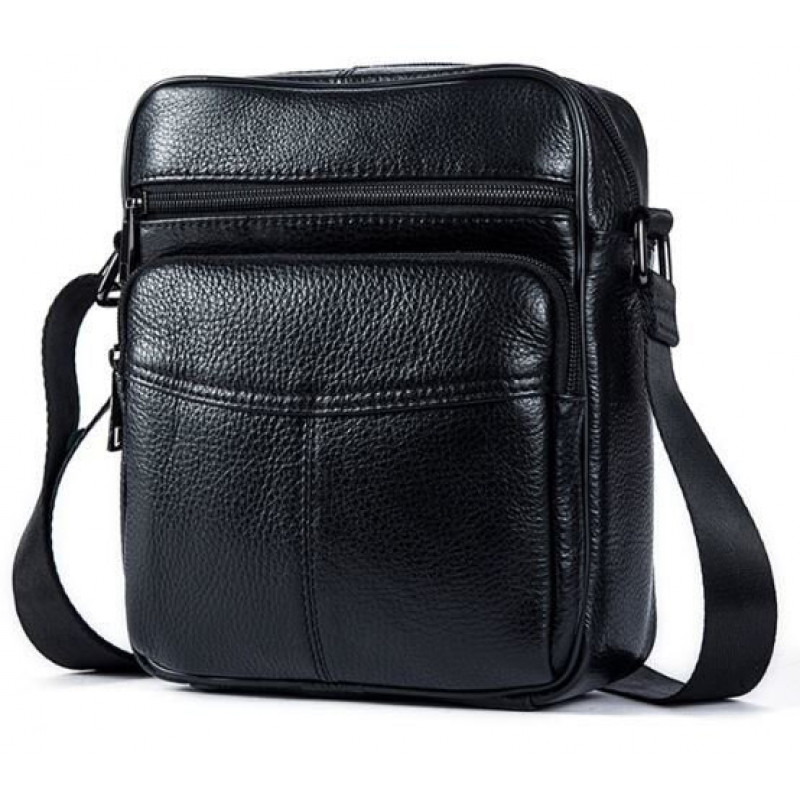 Сумка мужская компактная кожаная Vintage Черная