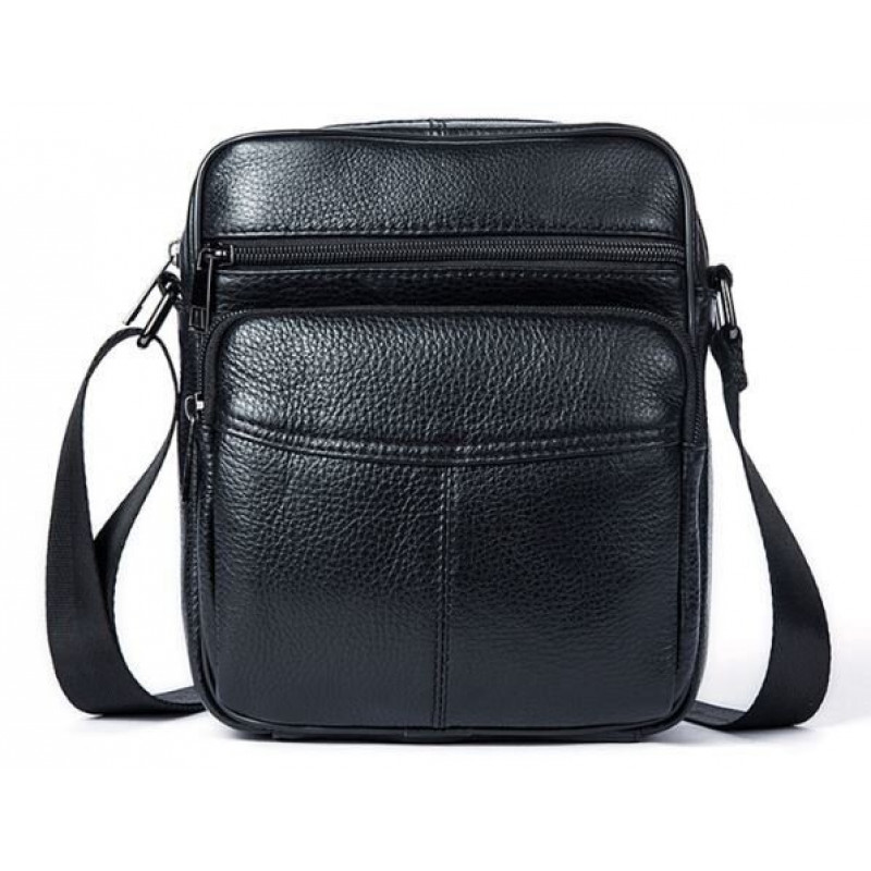 Сумка мужская компактная кожаная Vintage Черная