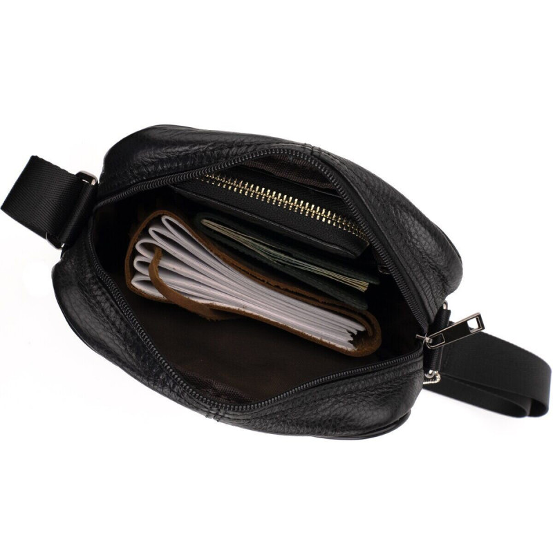 Сумка мужская компактная кожаная Vintage Черная
