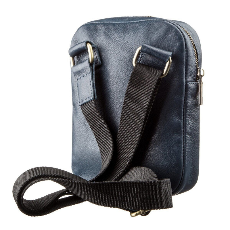 Чоловіча шкіряна сумка через плече для документів та міста SHVIGEL Синя