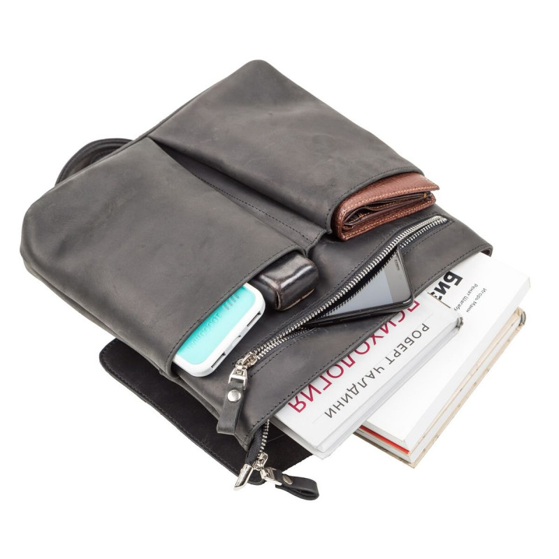 Сумка SHVIGEL з вінтажній шкіри Чорна