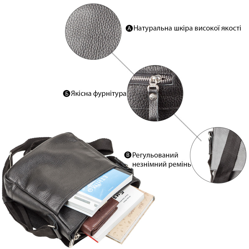 Сумка SHVIGEL з натуральної шкіри Чорна