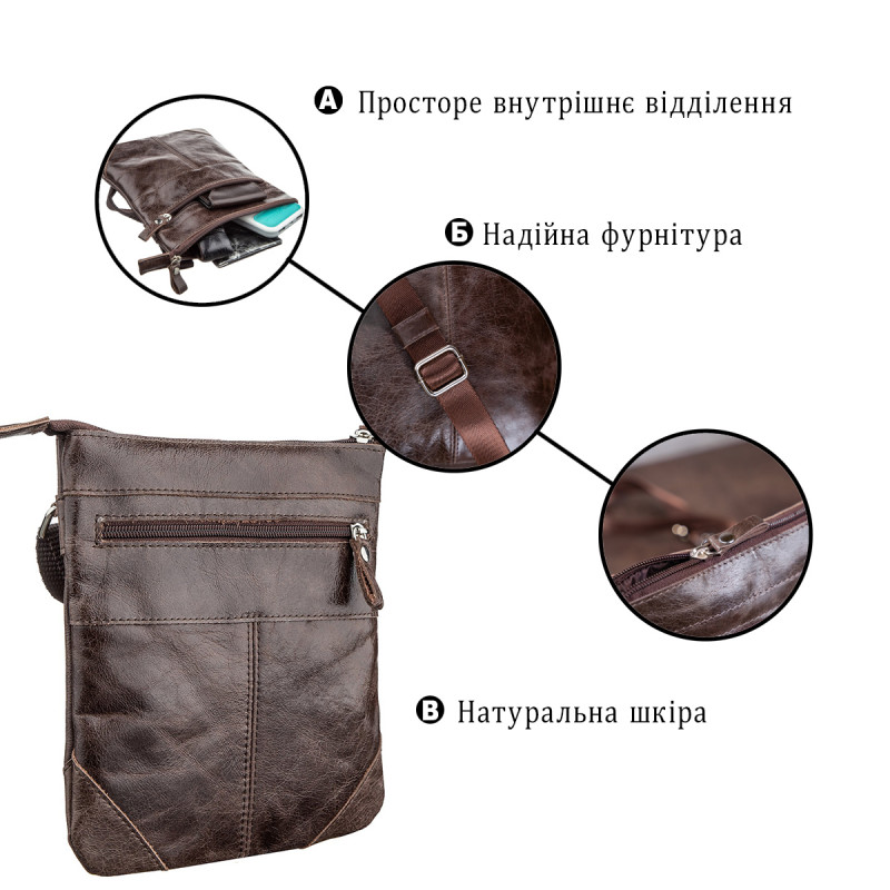 Сумка SHVIGEL з натуральної шкіри Коричнева